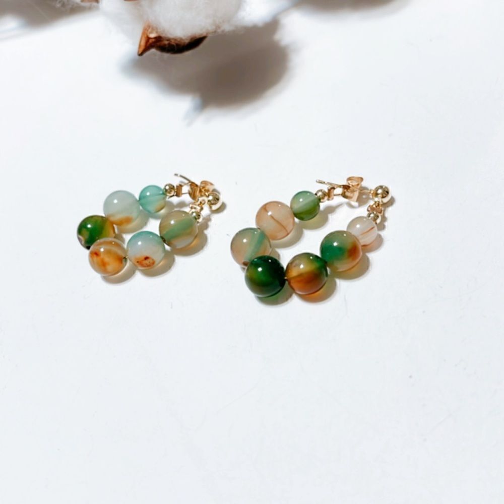 Beaded hoop earrings N226 - Picture 3 of 3